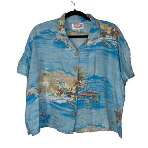 Women's Allyson Whitmore Nautical Shirt, Petite, Light Blue, Multi